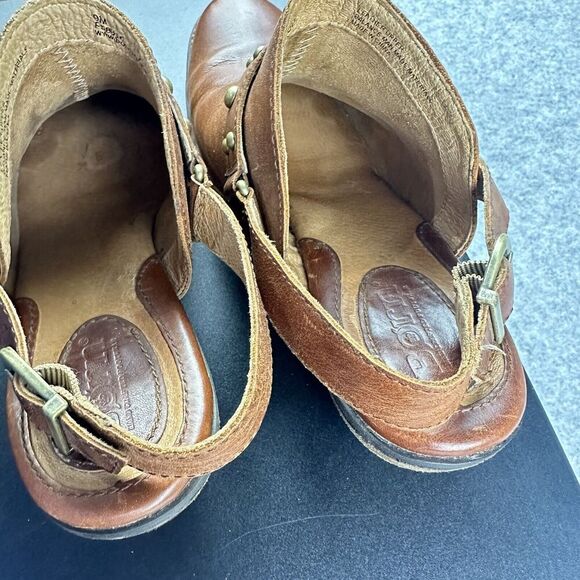 Born Pindo Slingback Harness Mule Clog Women 9 Brown Leather Studded Heeled Boot - Picture 6 of 14